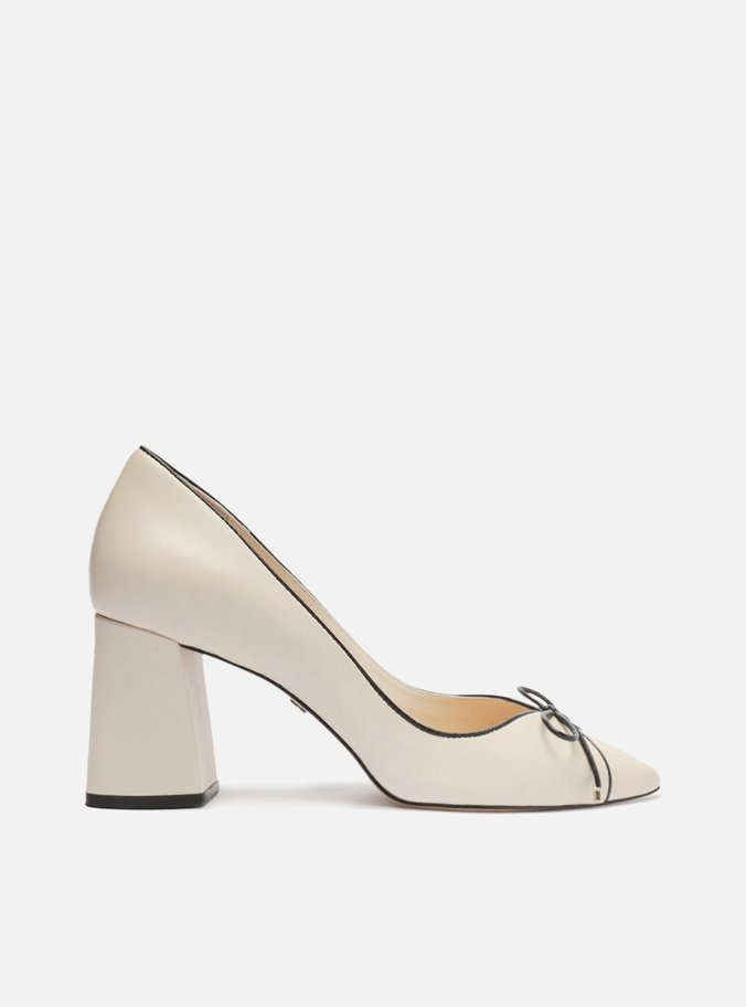 Scarpin Off-White Couro Bico Fino Laço City