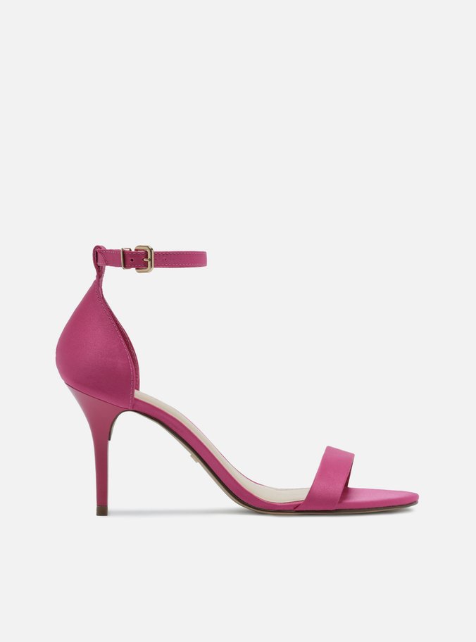 Sandália Salto Médio Rosa Cetim
