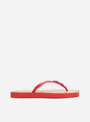 Arezzo — Chinelo de Dedo Vermelho Square Palmilha Marrom