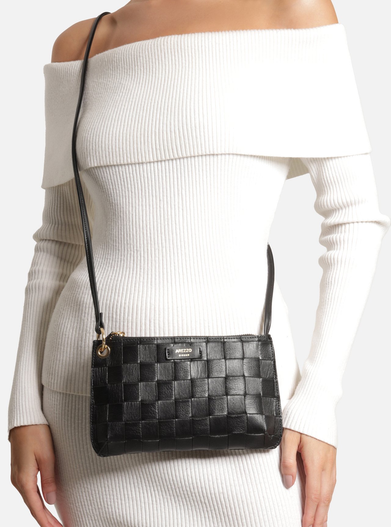 Bolsa Tiracolo Preta Pequena Tressê — foto 6