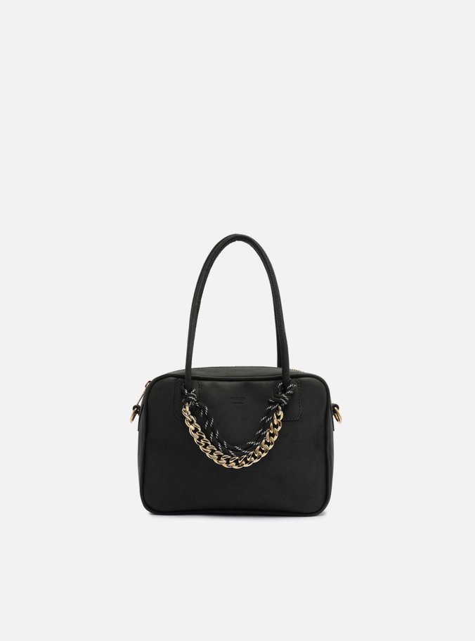 Bolsa Tiracolo Preta Nobuck Pequena Cordão
