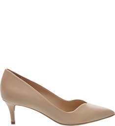 Scarpin Couro Decote Urban Salto Kitten Nude