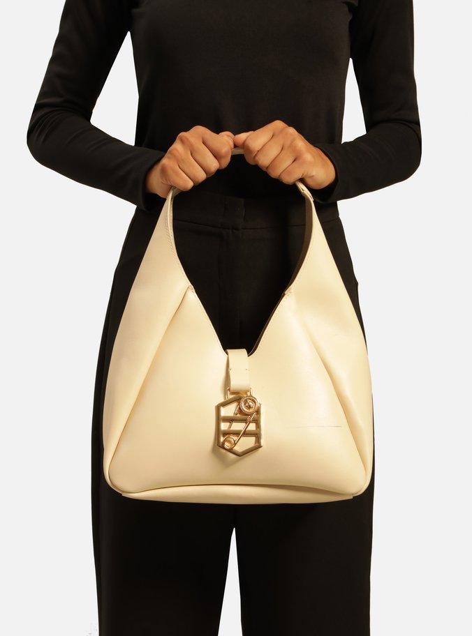 Bolsa Hobo Off-White Couro Kopenhagen Grande