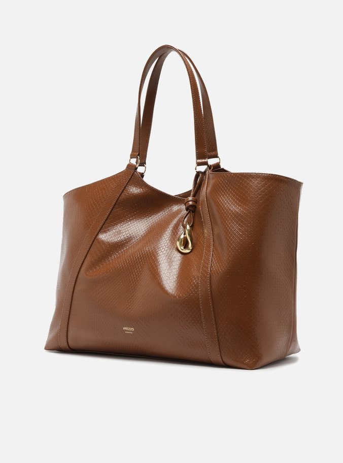 Bolsa Shopping Marrom Envernizada Grande