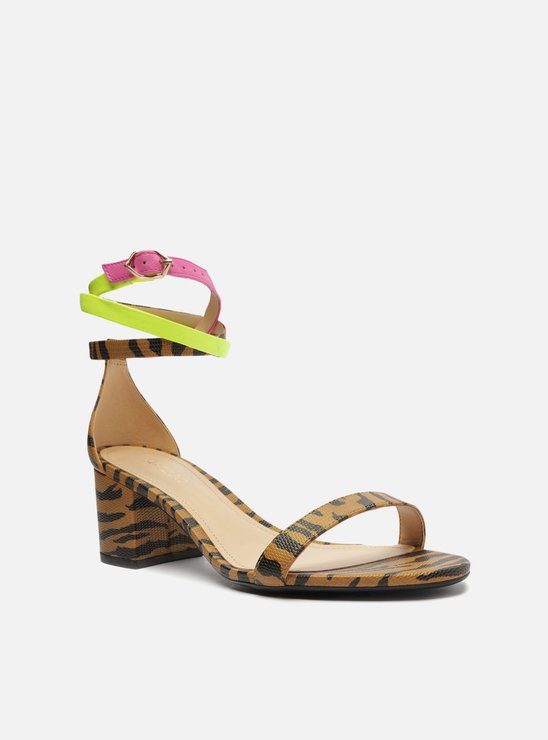 Sandália Animal Print Salto Bloco Tira Superior