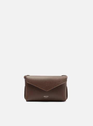Bolsa Tiracolo Marrom Escura Pequena Envelope