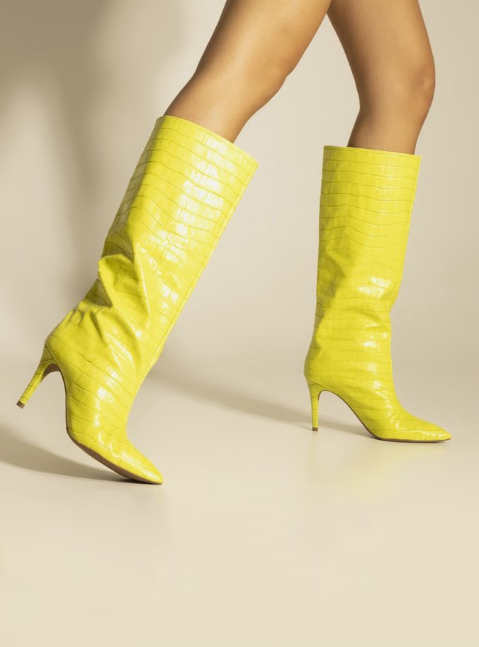 Bota Verde Lima Croco Cano Alto Miranda