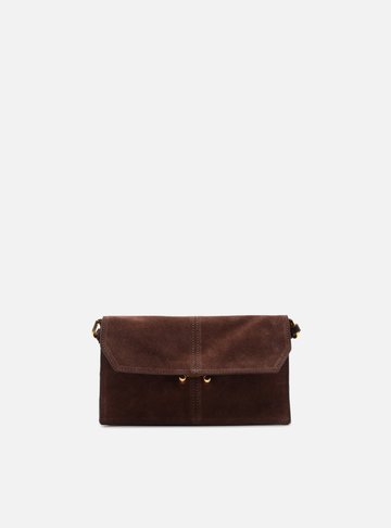 Bolsa Tiracolo Marrom Camurça Pequena Metal