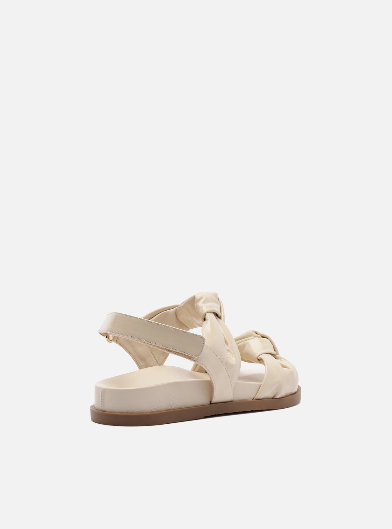 Sandália Papete Off White Couro Nós Velcro — foto 3