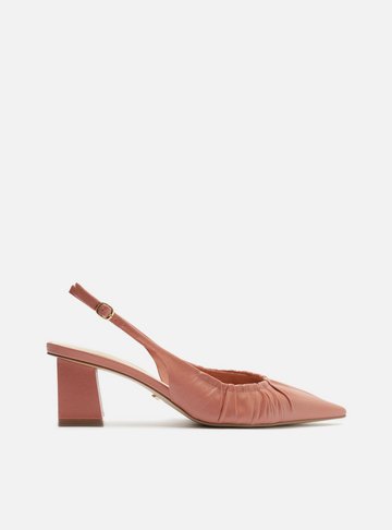 Scarpin Rosa Couro Salto Médio Slingback