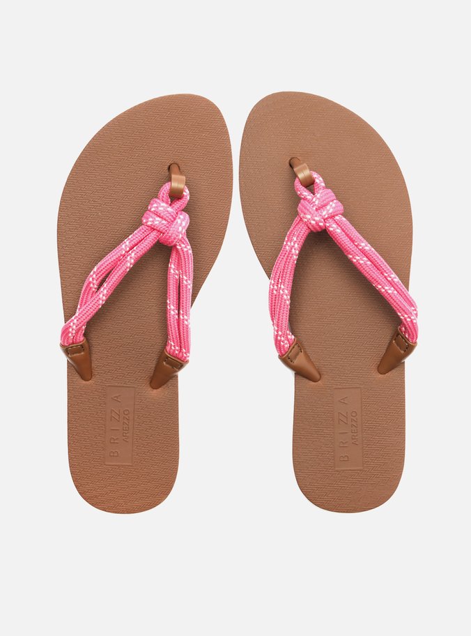 Chinelo de Dedo Marrom Essential Cordão Rosa