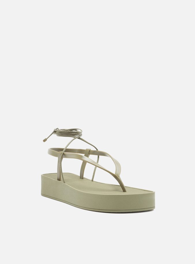 Sandália Verde Flatform Amarração Bela Brizza