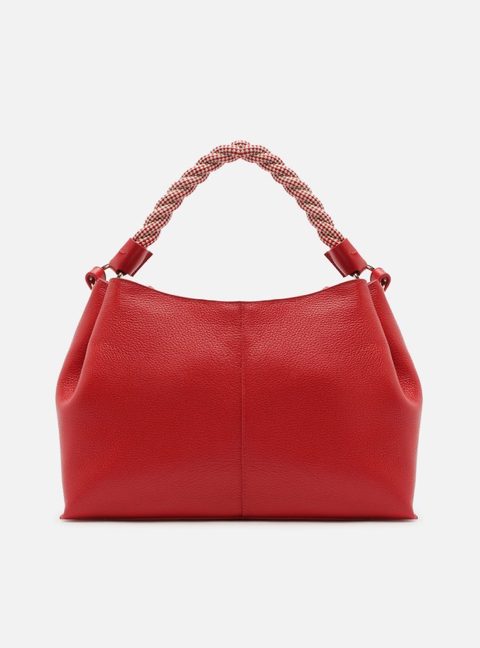 Bolsa Tote Vermelha Couro Grande Alça Torcida