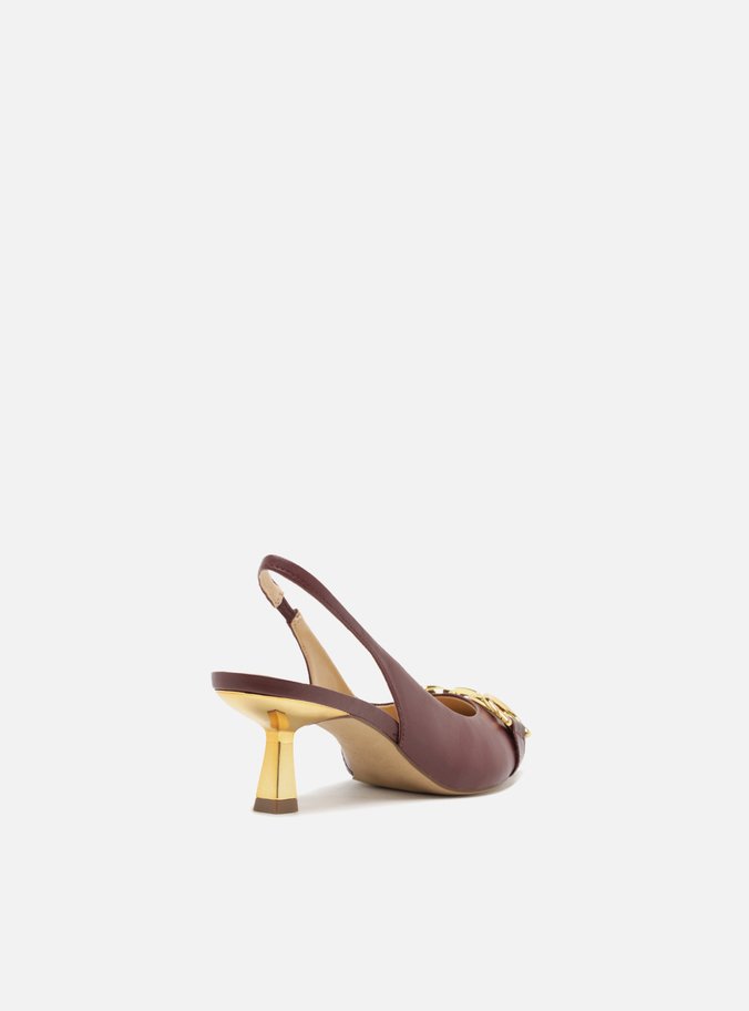 Scarpin Vermelho Snake Bico Fino Slingback Bridão