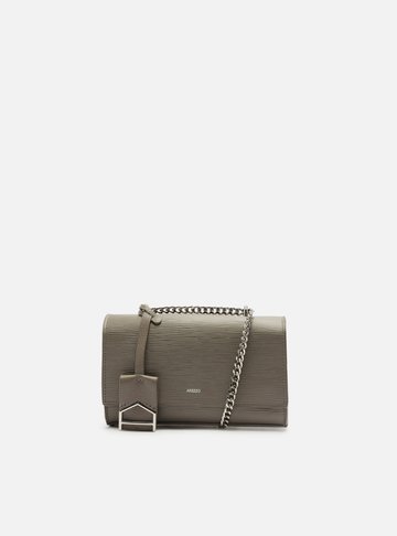 Bolsa Tiracolo Cinza Couro Abraccio Pequena