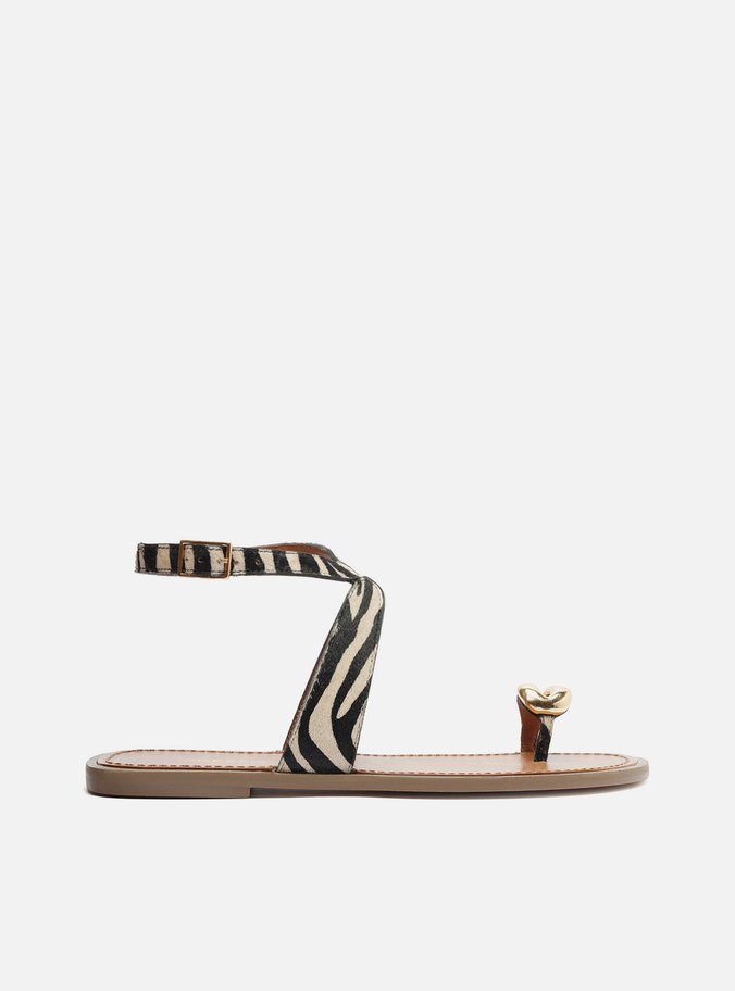 Sandália Rasteira Animal Print Metal Bold