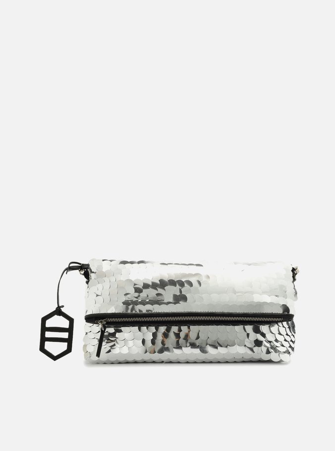 Clutch Prata Média Maxi Paetês