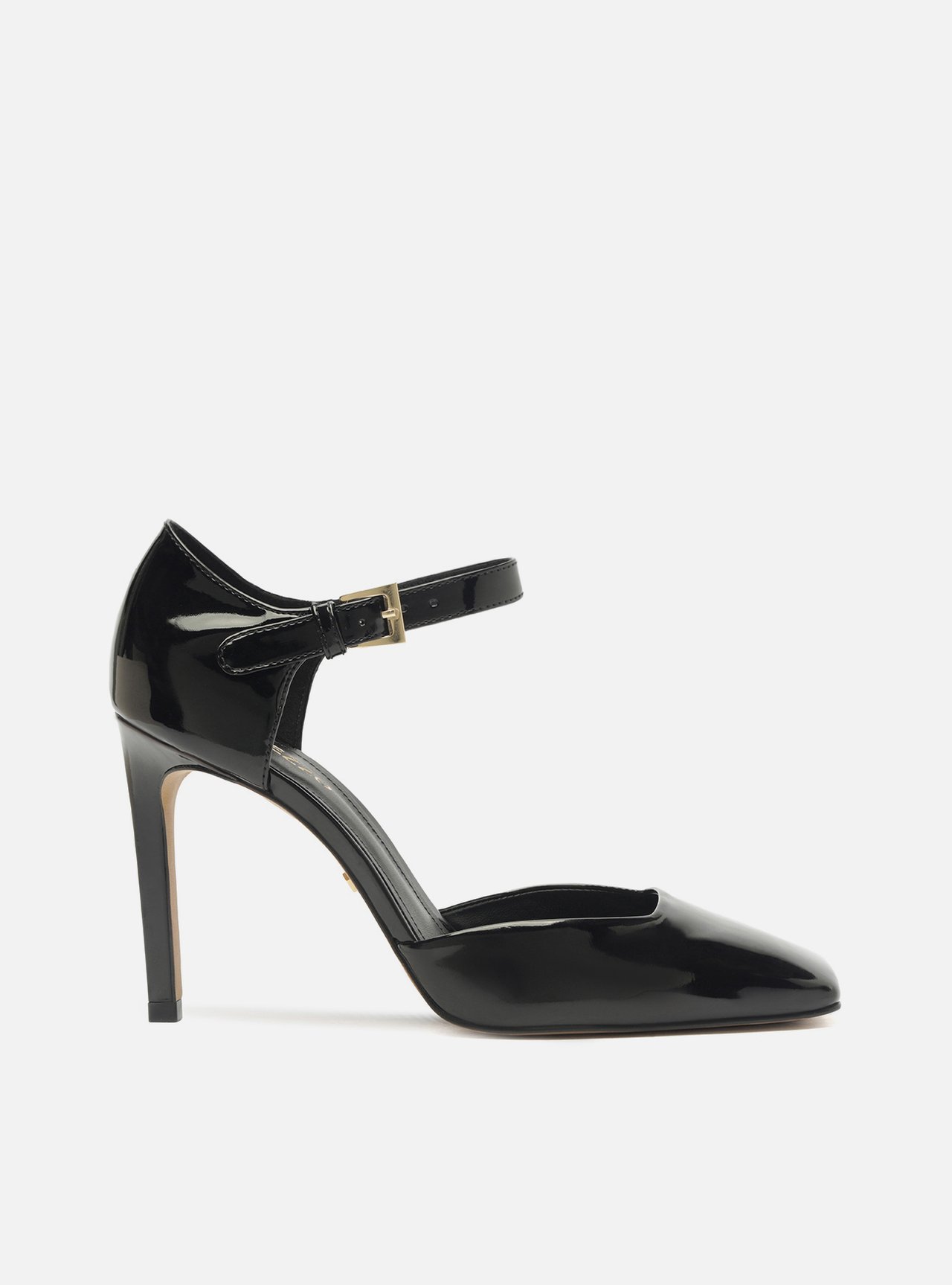 Scarpin Preto Verniz Salto Alto Bico Quadrado — foto 1