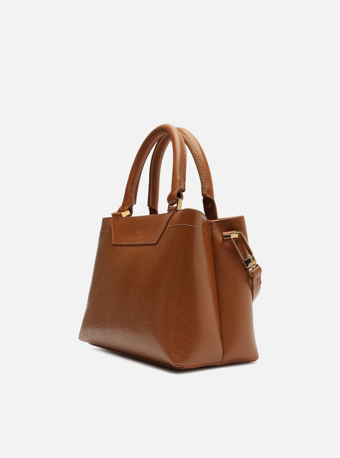 Bolsa Tote Marrom Couro Textura Média