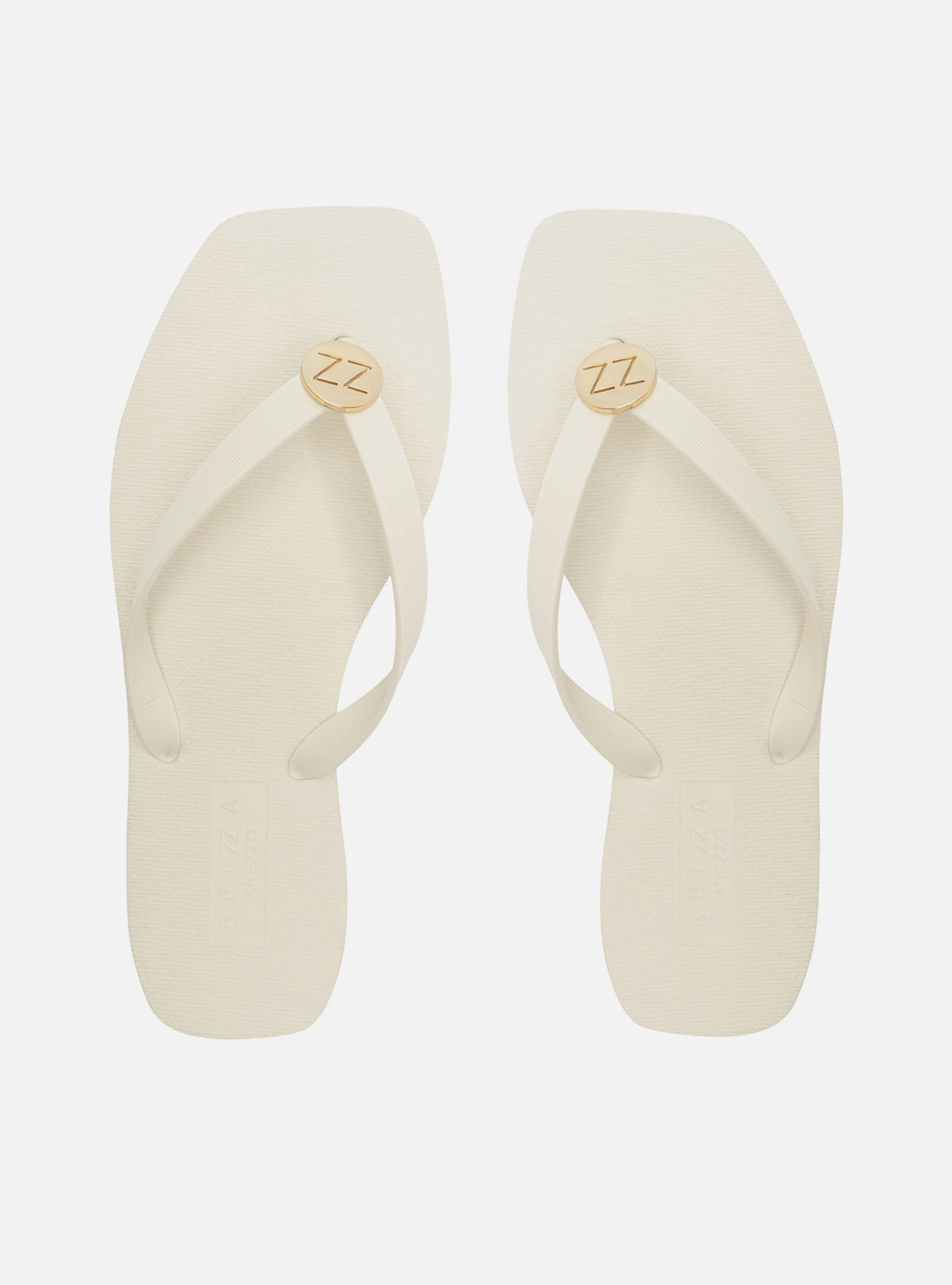 Chinelo Branco Essential Metal ZZ Bico Quadrado — foto 1