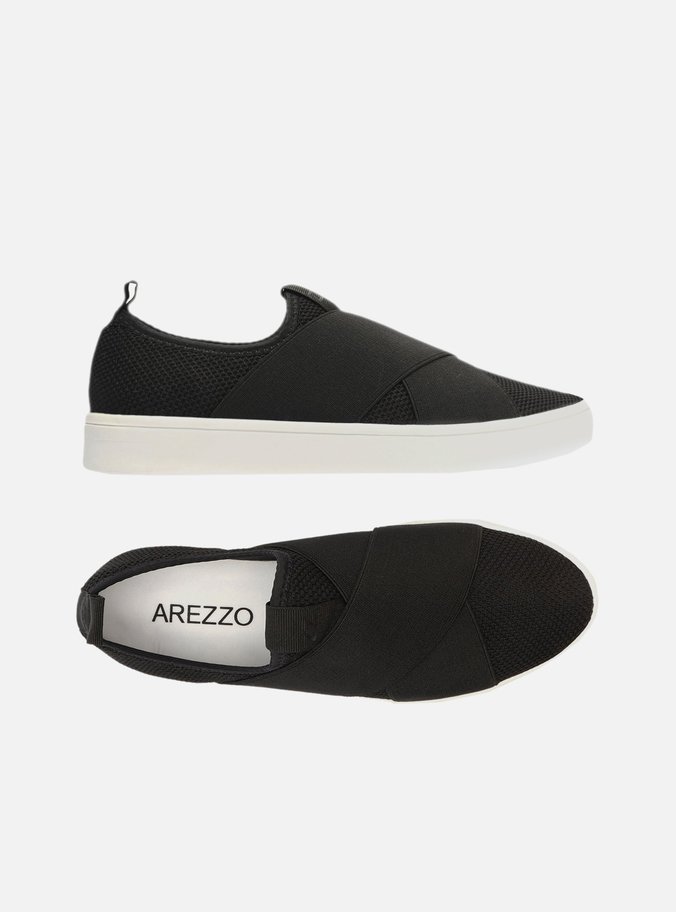 T nis Slip On Preto Tecido El sticos Arezzo