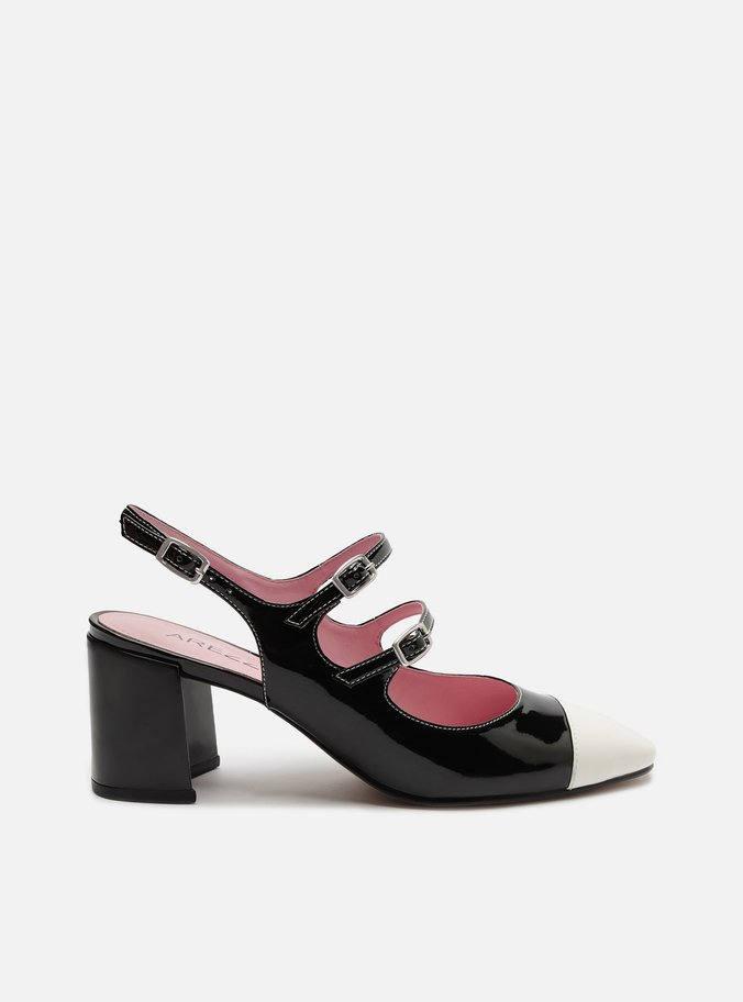 Sapato Boneca Preto Verniz Tiras Cap Toe