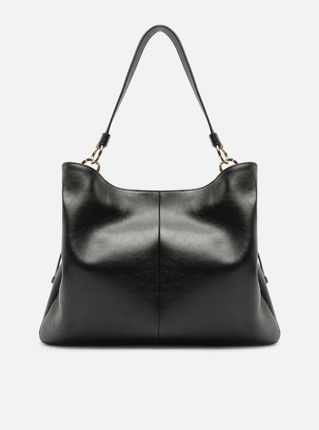 Bolsa Hobo Preta Couro Grande Franzida — foto 3