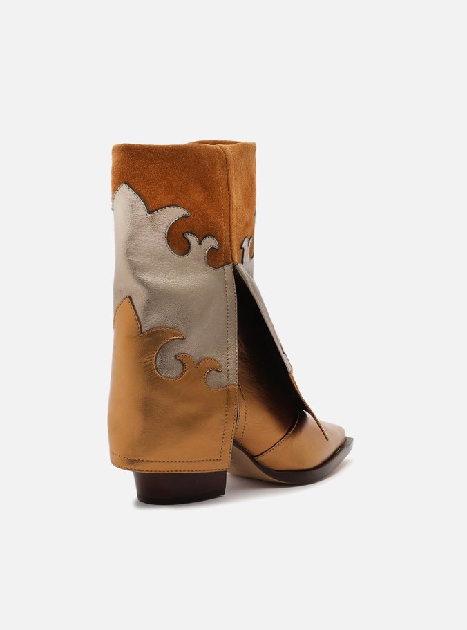 Bota Dourada Couro Cano Médio Capa Western Georgia