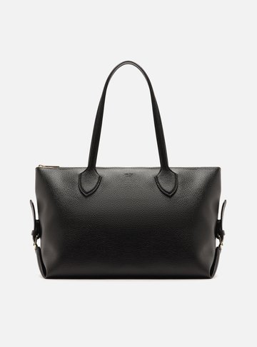 Bolsa Shopping Preta Texturizada Grande Fivelas