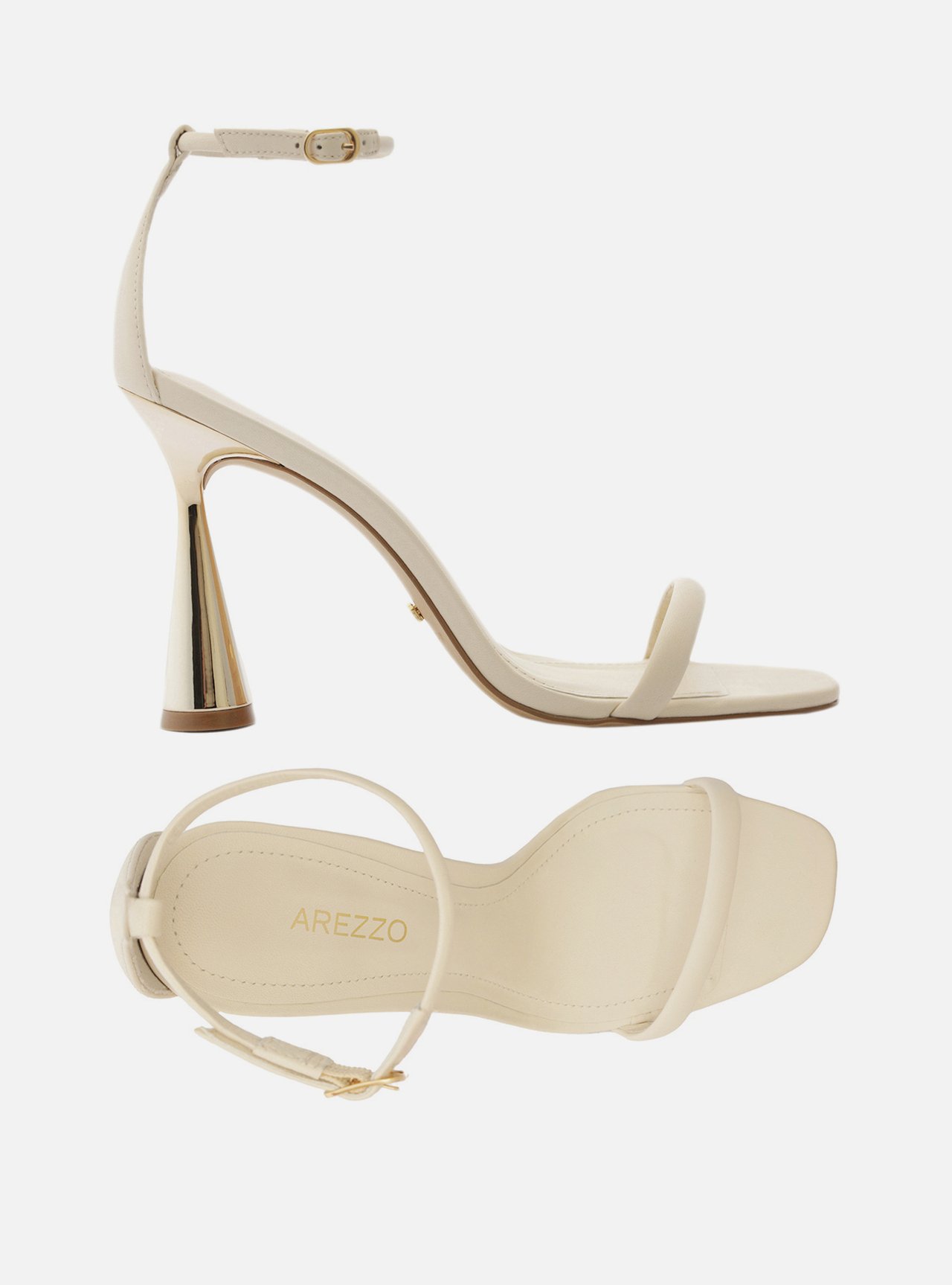 Sandália Off-White Couro Salto Alto Ampulheta — foto 5