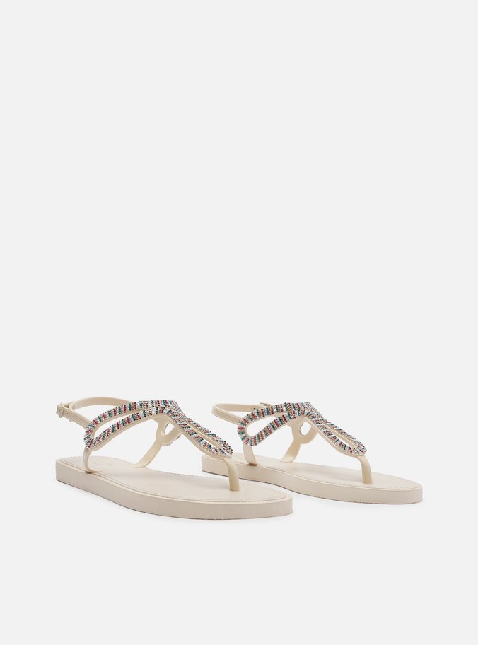 Sandália Off-White Salto Rasteiro