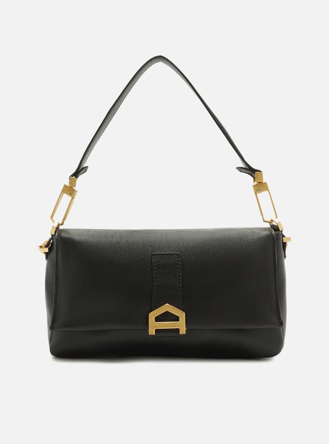 Bolsa Tiracolo Preta Couro Gisele Média