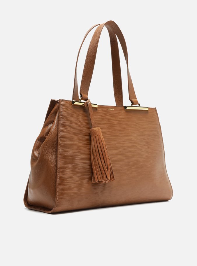 Bolsa Shopping Marrom Caramel Couro Grande Barbicacho