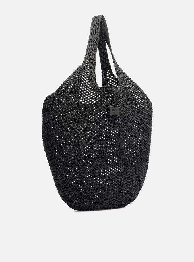 Bolsa Shopping Preta Crochê Mayra Grande