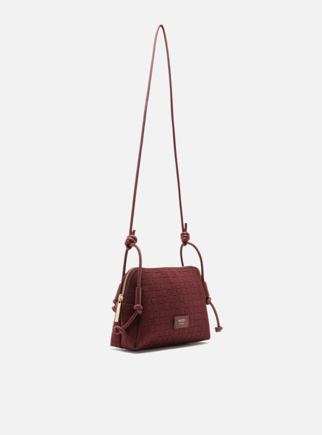 Bolsa Tiracolo Bordô Camurça Tressê Pequena — foto 5
