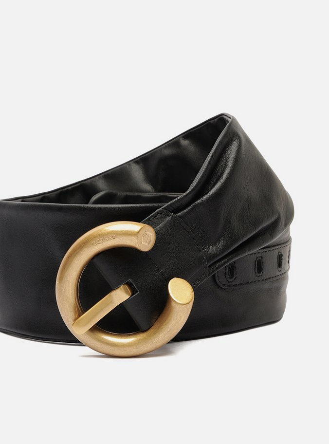 Cinto Preto Couro Soft Fivela Redonda