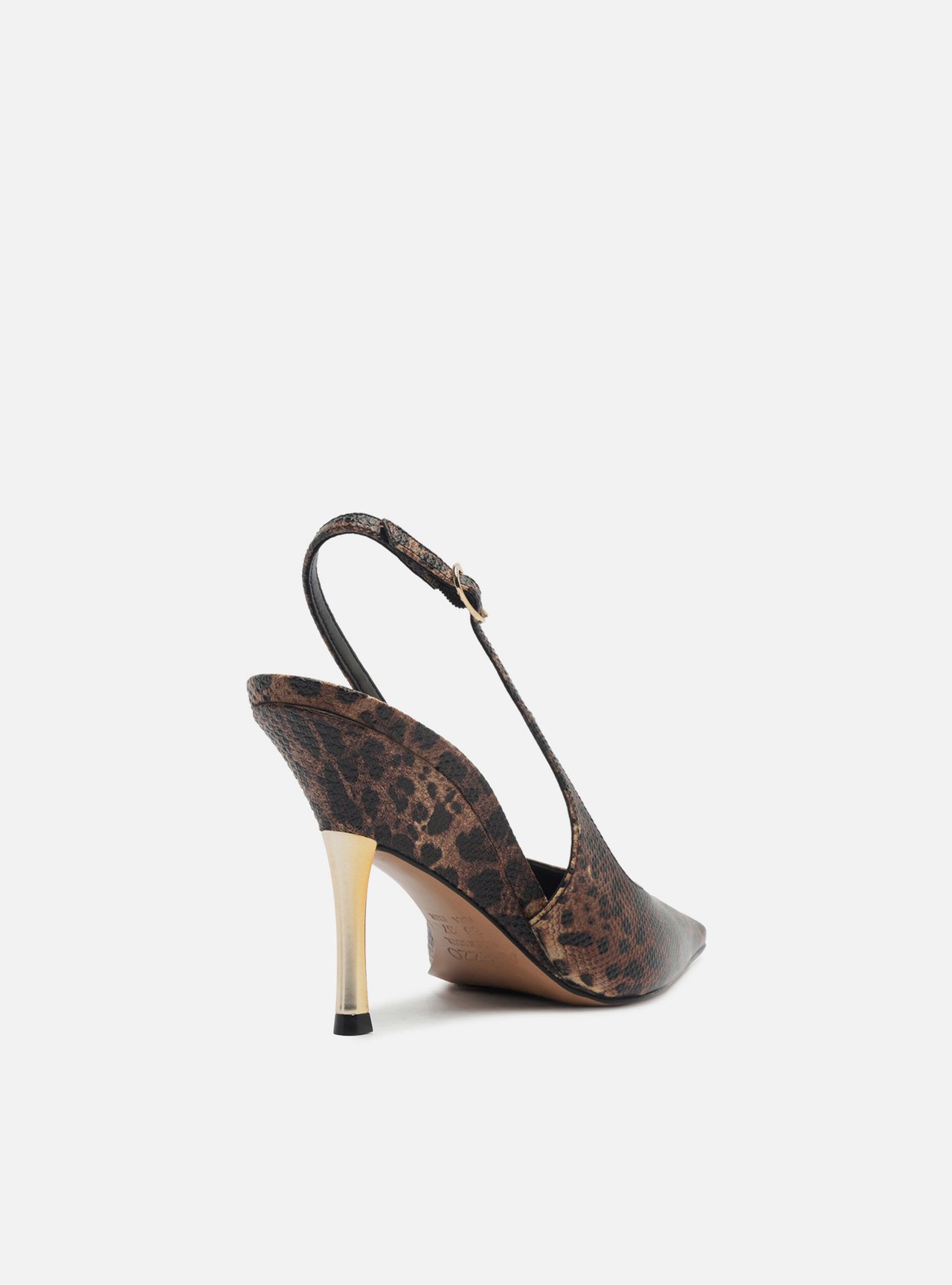 Scarpin Animal Print Slingback Salto Alto Dourado — foto 3