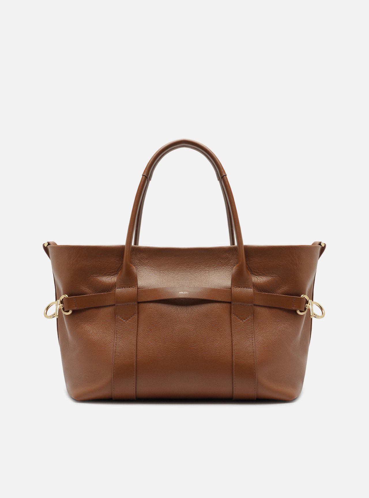 Bolsa Tote Marrom Couro Grande Metais — foto 6