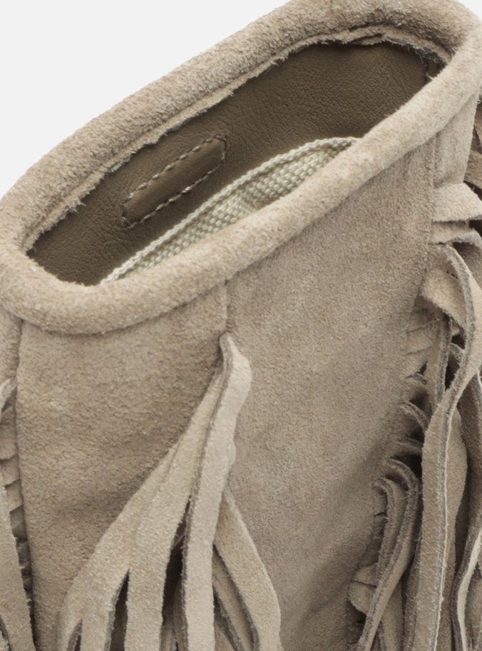 Mini Bag Cinza Suede Franjas Porta-Celular