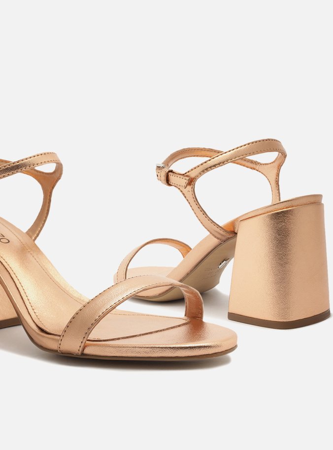 Sandália Rosé Salto Bloco Minimal