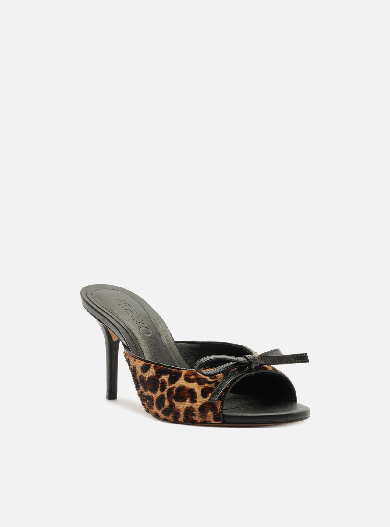 Mule Animal Print Pelo Salto Médio Fino Laço — foto 2