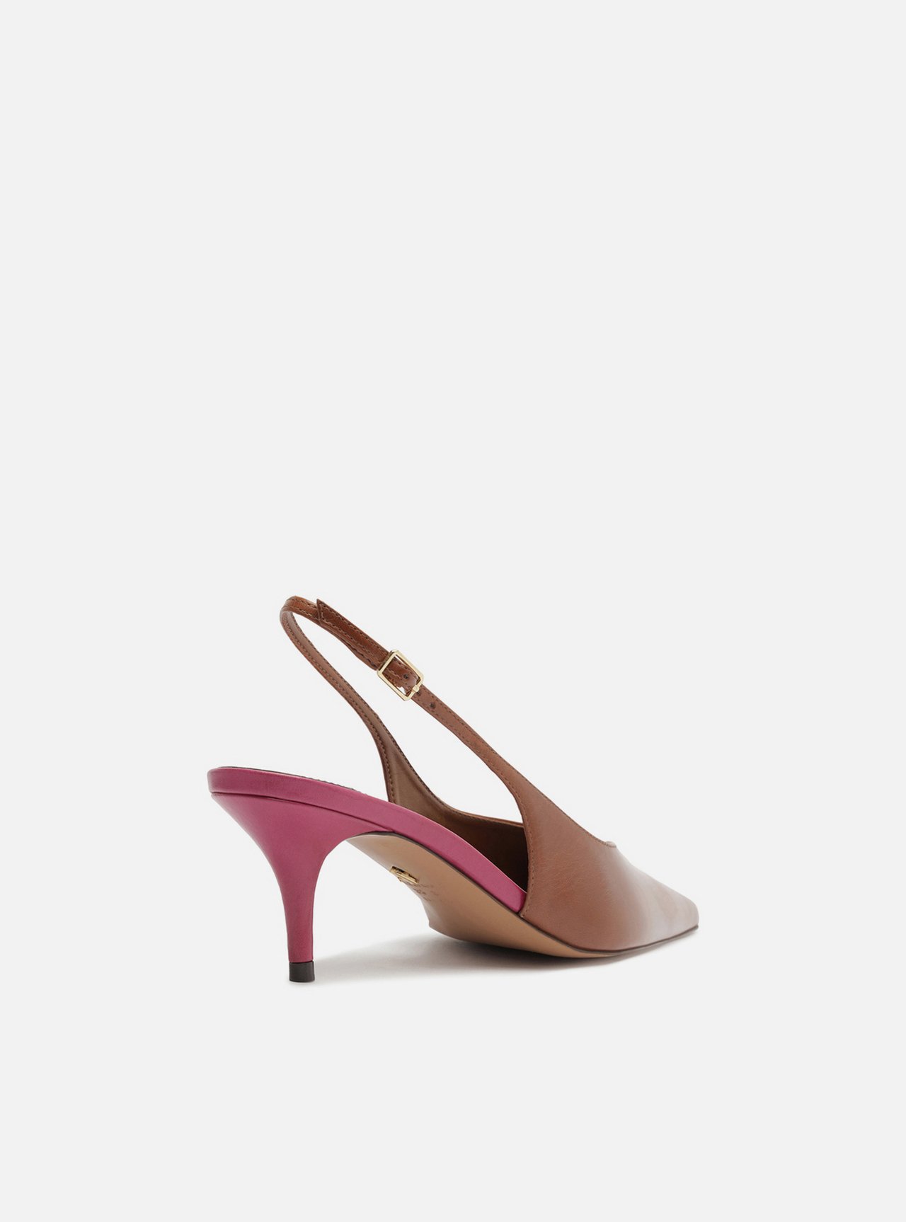 Scarpin Marrom Couro Salto Fino Slingback — foto 3