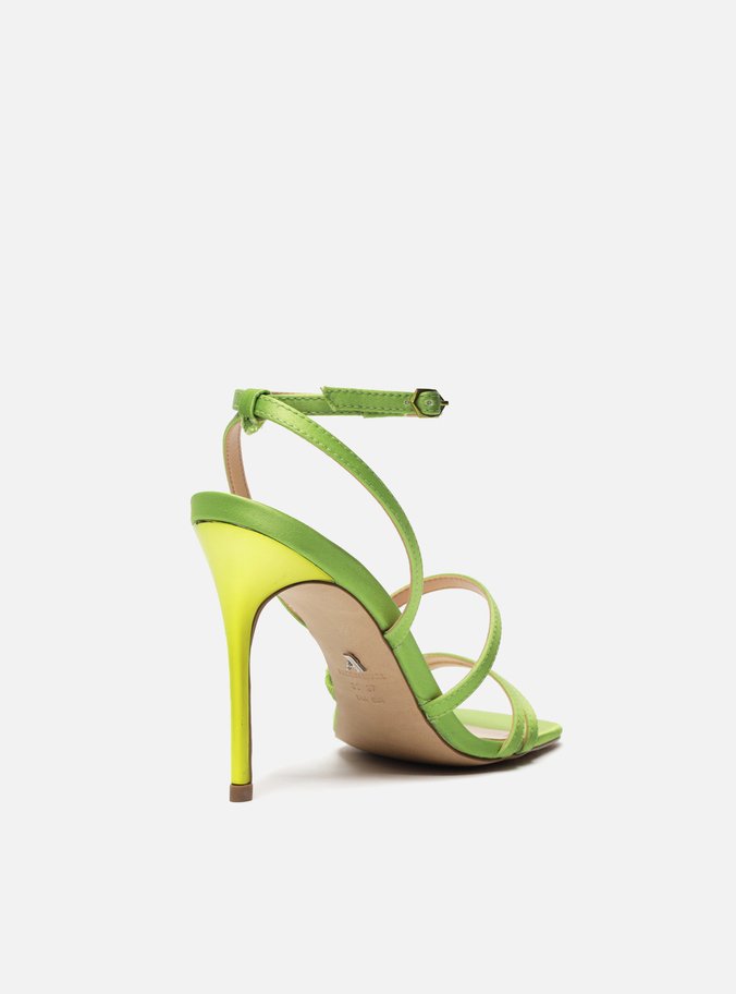 Sandália Verde Salto Fino Tiras