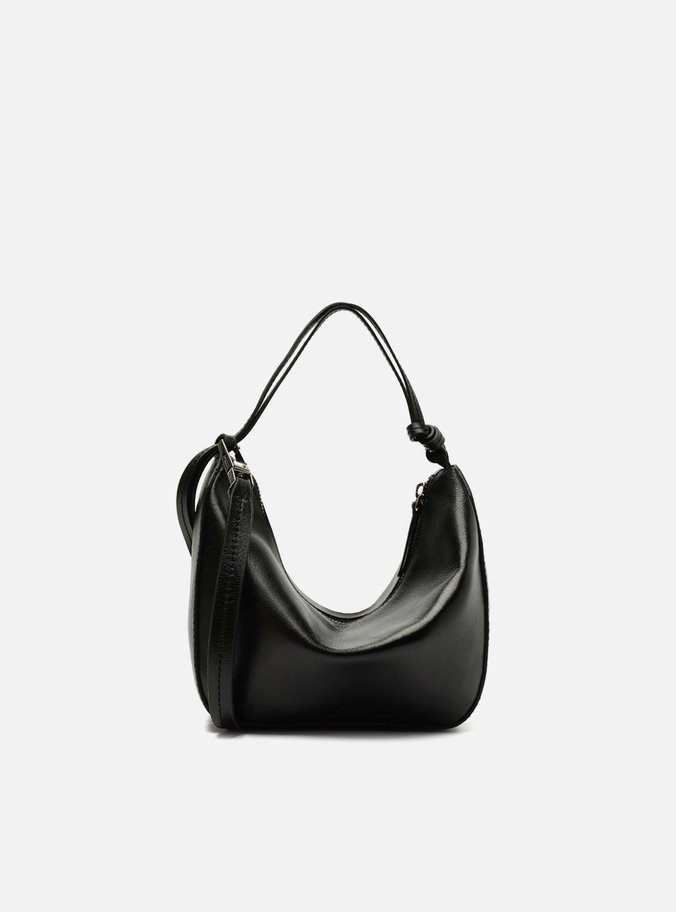 Bolsa Tiracolo Preta Couro Pequena Alças Mix