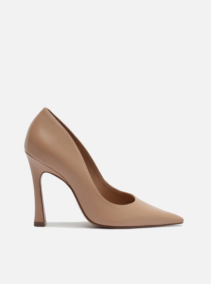 Scarpin Nude Couro Salto Fino
