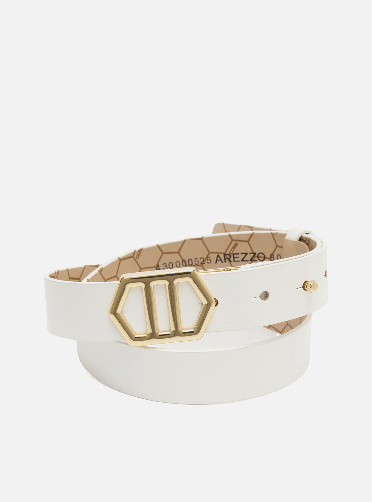 Cinto Branco Couro Médio Fivela Hexagonal — foto 3
