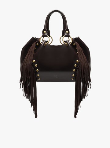 Bolsa Tote Marrom Couro Grande Rebites