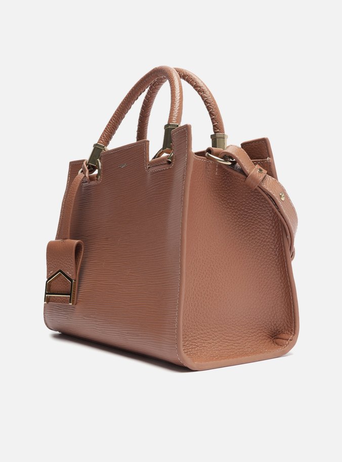 Bolsa Tote Rosa Couro Abraccio Média