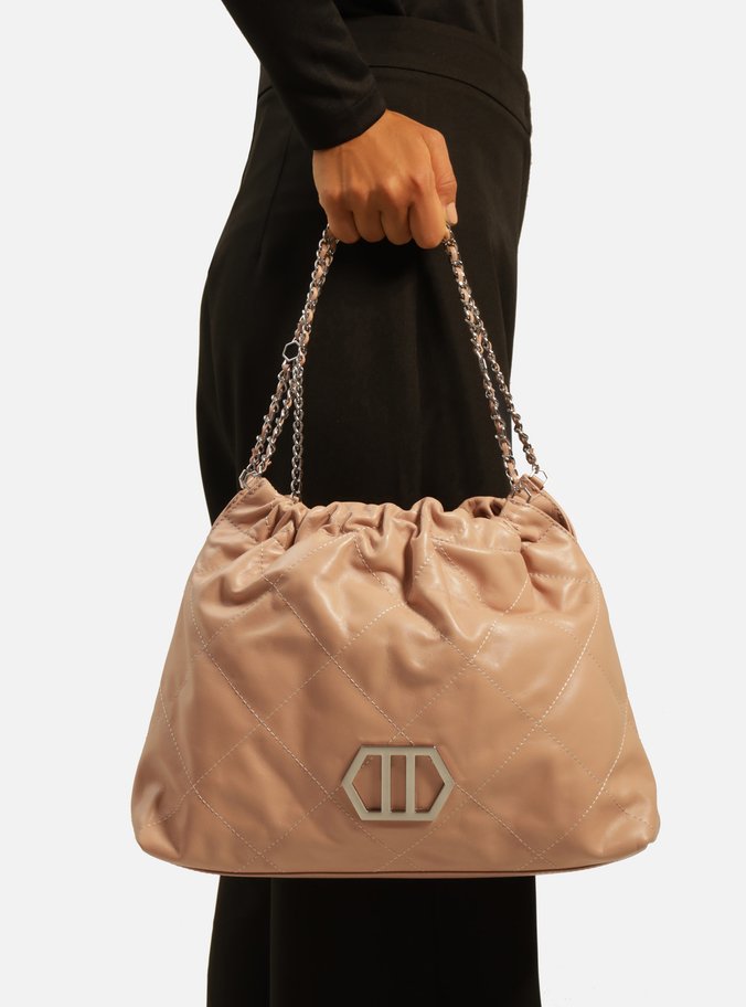 Bolsa Hobo Nude Couro Ester Grande