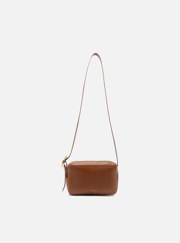 Bolsa Tiracolo Marrom Couro Pequena Básica
